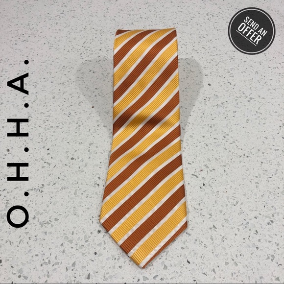O.H.H.A. Other - NWT OHHA Cravatte Orange White Striped Silk Tie